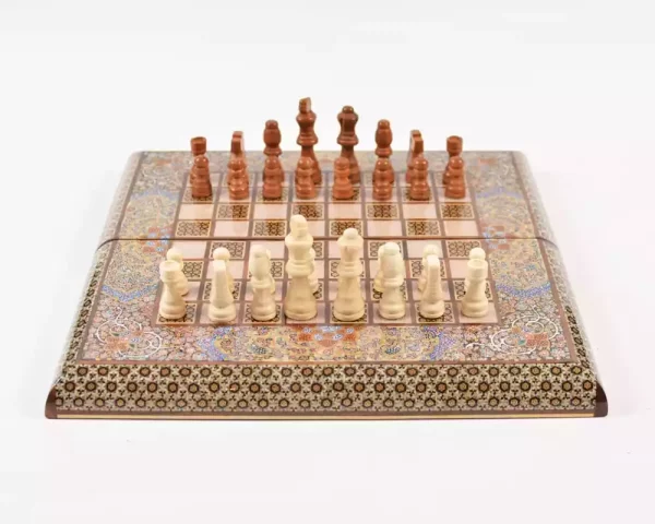 9 Golden Chess wooden board inlaid with copper/backgammon pieces included/ Board games/ luxury gift