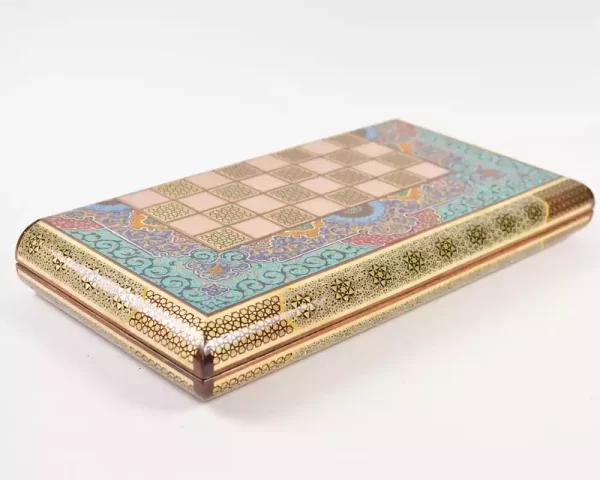 DSC_0408 Golden backgammon and Chess / wooden board inlaid with copper / Board games / special gift