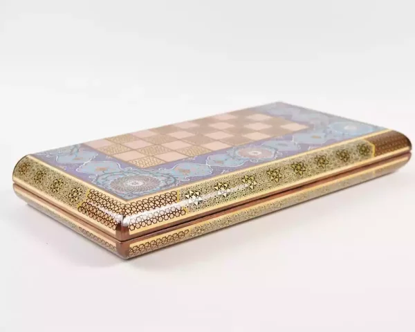 DSC_0408 Golden backgammon and Chess /wooden board inlaid with copper/ Board games/ beautiful gift