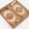 Golden backgammon and Chess / wooden board inlaid with copper / Board games / unique gift
