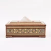 Luxurious wooden tissue box, handmade and inlaid with copper