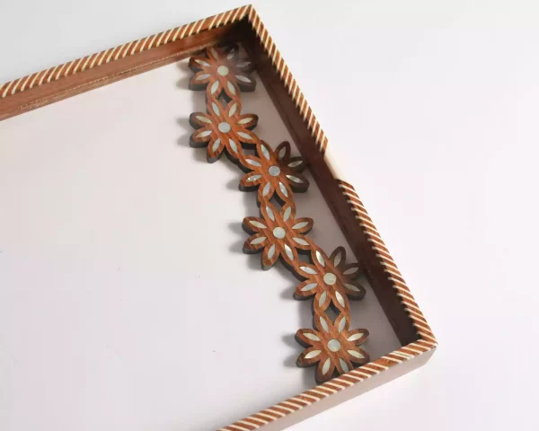 IMG-20240604-WA0013 HANDMADE Unique TRAY A STUNNING FUSION OF ACRYLIC & WOODEN INLAID WITH PEARL