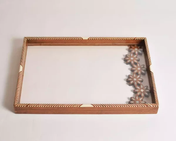 IMG-20240604-WA0014 HANDMADE Unique TRAY A STUNNING FUSION OF ACRYLIC & WOODEN INLAID WITH PEARL