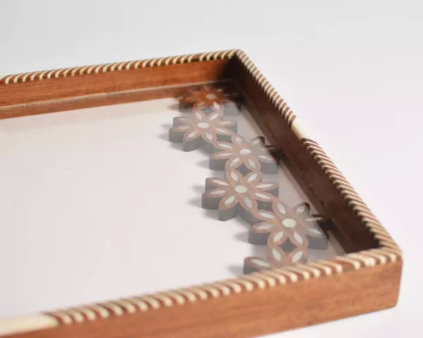 IMG-20240604-WA0016 HANDMADE Unique TRAY A STUNNING FUSION OF ACRYLIC & WOODEN INLAID WITH PEARL