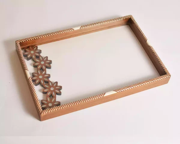 IMG-20240604-WA0017 HANDMADE Unique TRAY A STUNNING FUSION OF ACRYLIC & WOODEN INLAID WITH PEARL
