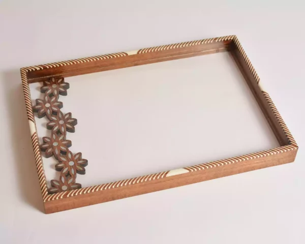 IMG-20240604-WA0023 HANDMADE Unique TRAY A STUNNING FUSION OF ACRYLIC & WOODEN INLAID WITH PEARL