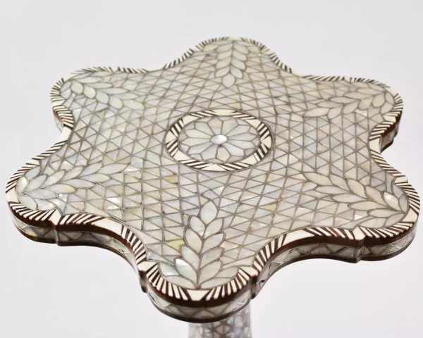 IMG-20240613-WA0005 Handmade wooden table – side table – tea table – coffee table – inlaid with mother-of-pearl – wooden decor – home decor