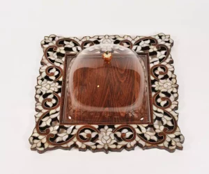 luxurious tray with a Plexi cover, inlaid with natural mother-of-pearl