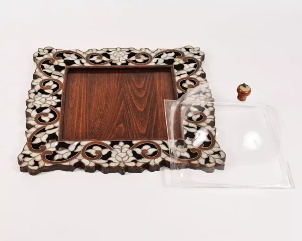 IMG-20240623-WA0007 luxurious tray with a Plexi cover, inlaid with natural mother-of-pearl