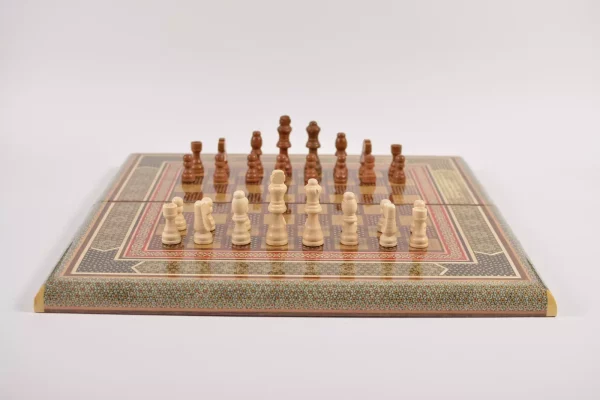 IMG-20240630-WA0021 Golden backgammon and Chess / wooden board inlaid with copper / Board games