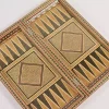 Golden backgammon and Chess / wooden board inlaid with copper / Board games