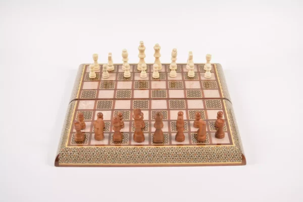 IMG-20240630-WA0027 Golden backgammon and Chess / wooden board inlaid with copper / Board games