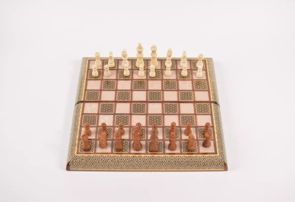 IMG-20240630-WA0035 Golden backgammon and Chess / wooden board inlaid with copper / Board games
