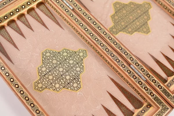 IMG-20240630-WA0046 Golden backgammon and Chess / wooden board inlaid with copper Royal gift