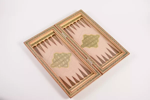 IMG-20240630-WA0048 Golden backgammon and Chess / wooden board inlaid with copper Royal gift