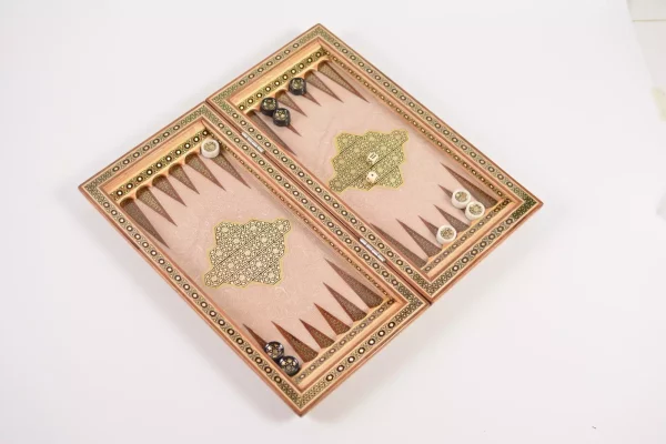 IMG-20240630-WA0049 Golden backgammon and Chess / wooden board inlaid with copper Royal gift