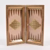Golden backgammon and Chess / wooden board inlaid with copper Royal gift