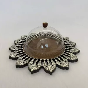 special Handmade wooden round tray shaped made from beech wood inlay with mother of pearl pieces and mosaic at the form of the amazing arabic calligraphy