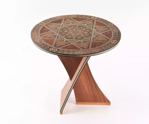 Handcrafted Modern Round Wooden Mosaic Table