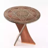Handcrafted Modern Round Wooden Mosaic Table