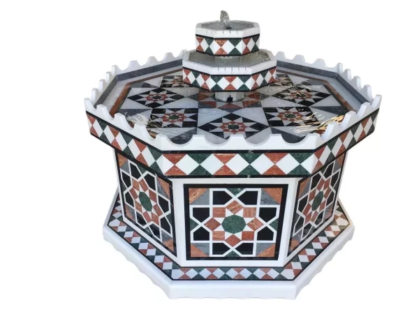 043 Distinctive Damascene water fountain handcrafted made marble mosaic