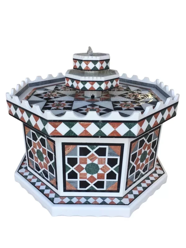 78278 Distinctive Damascene water fountain handcrafted made marble mosaic