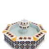 Octagonal Damascene water fountain handmade from natural marble mosaic