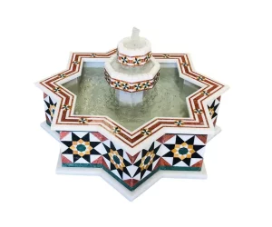 Damascus star shaped water fountain made of natural marble mosaic