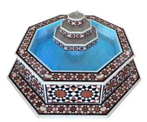 Damascus water fountain handmade from natural marble mosaic