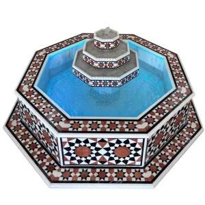 Damascus Octagonal Water Fountain handmade from Natural Marble Mosaic