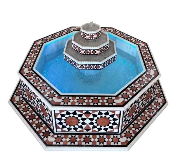 37863 Damascus water fountain handmade from natural marble mosaic