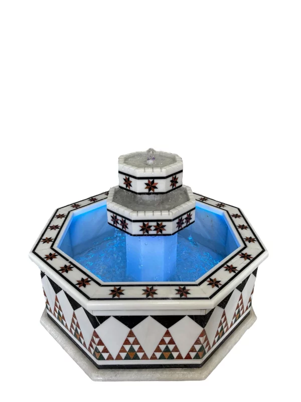 IMG-20250217-WA0001 Damascus Octagonal Water Fountain handmade from Natural Marble Mosaic