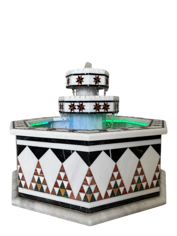 IMG-20250217-WA0002 Damascus Octagonal Water Fountain handmade from Natural Marble Mosaic