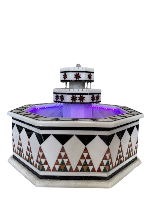 IMG-20250217-WA0003 Damascus Octagonal Water Fountain handmade from Natural Marble Mosaic
