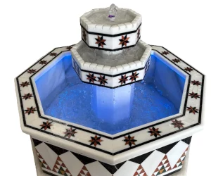 Damascus Octagonal Water Fountain handmade from Natural Marble Mosaic