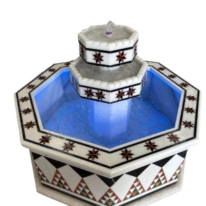 Damascus Octagonal Water Fountain handmade from Natural Marble Mosaic