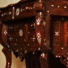 Vintage Wood Console Table | Elegant Walnut Wood & Mother of Pearls