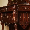 Vintage Wood Console Table | Elegant Walnut Wood & Mother of Pearls