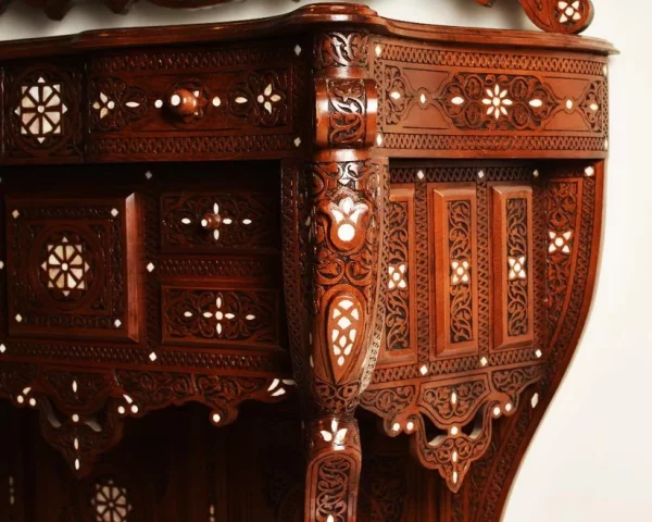 IMG-20250307-WA0018 Vintage Wood Console Table | Elegant Walnut Wood & Mother of Pearls