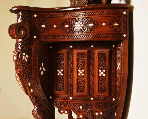 IMG-20250307-WA0019 Vintage Wood Console Table | Elegant Walnut Wood & Mother of Pearls