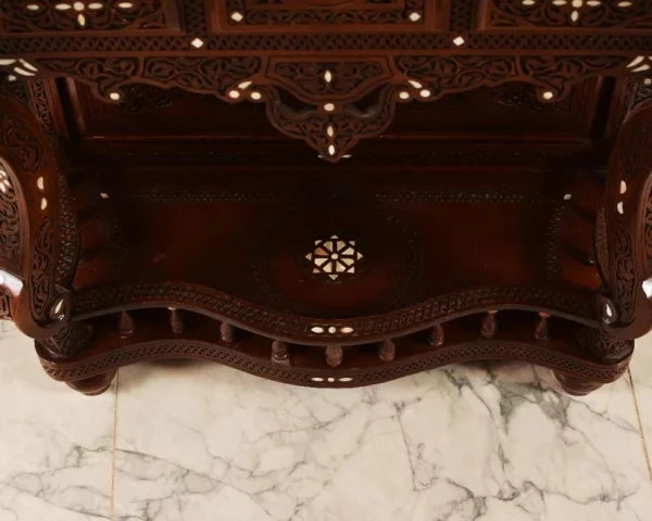 IMG-20250307-WA0023 Vintage Wood Console Table | Elegant Walnut Wood & Mother of Pearls