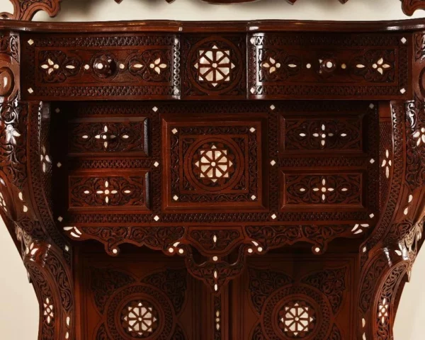 IMG-20250307-WA0024 Vintage Wood Console Table | Elegant Walnut Wood & Mother of Pearls