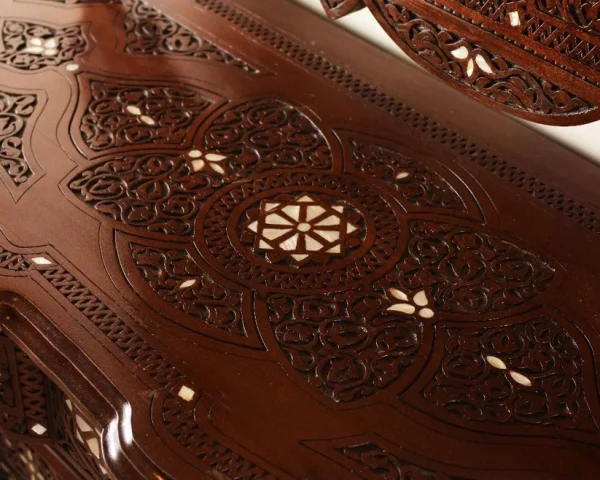 IMG-20250307-WA0025 Vintage Wood Console Table | Elegant Walnut Wood & Mother of Pearls