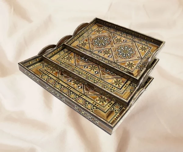 IMG-20250325-WA0013 (2) Handmade mosaic rectangular tray set inlaid with mother-of-pearl