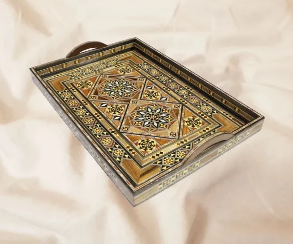 IMG-20250325-WA0014 Handmade mosaic rectangular tray set inlaid with mother-of-pearl