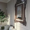 Masterpiece Wooden Wall Mirror with Handcrafted Mother of Pearl Inlay