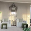 Masterpiece Wooden Wall Mirror with Handcrafted Mother of Pearl Inlay
