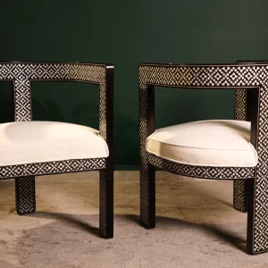 Handmade black chair set inlaid with natural mother-of-pearl (Diamond)