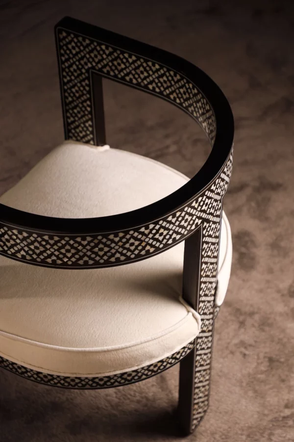 IMG-20250417-WA0042 Handmade black chair set inlaid with natural mother-of-pearl (Diamond)