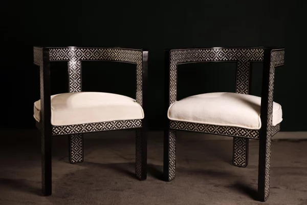 IMG-20250417-WA0043 Handmade black chair set inlaid with natural mother-of-pearl (Diamond)
